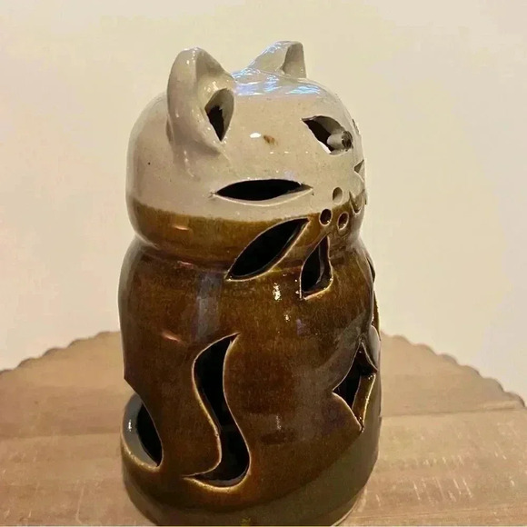 Cat Luminary Handmade Clay/Ceramic/Pottery - Picture 2 of 10